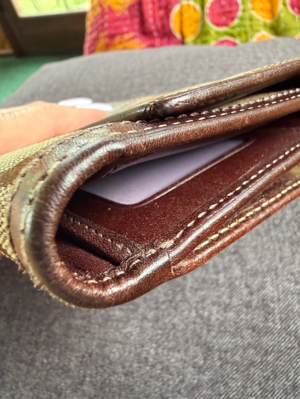 COACH Signature Checkbook Trifold Clutch Wallet With Jacquard Fabric & Leather - Picture 11 of 11